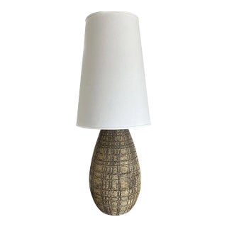 Mid Century 1960s Sgraffito Lamp With Shade For Sale