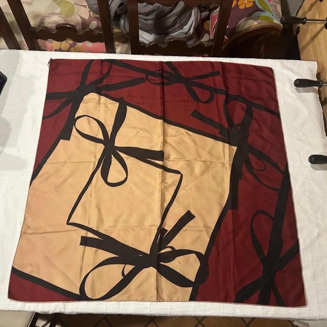 Cream 1990s Classic Silk Scarf by Valentino For Sale - Image 8 of 11