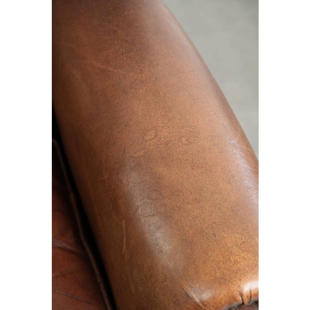 Dark Brown Sheepskin Wingback Lounge Chair For Sale - Image 11 of 14