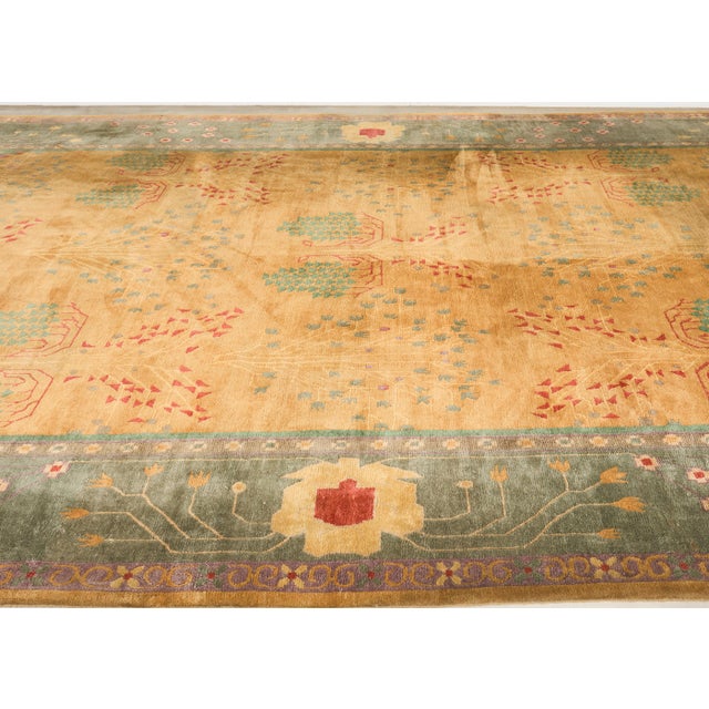 Palace Size Nepalese Tibetan Wool Donegal Style Rug 15' X 22' For Sale - Image 4 of 18