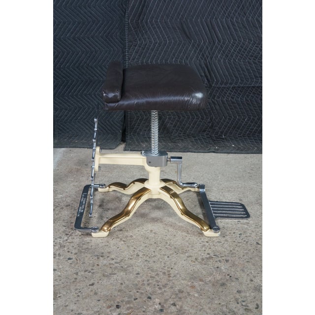 Industrial Mid-Century Shoe Store Salesman Fitting Exam Stool Adjustable Bench For Sale - Image 12 of 18