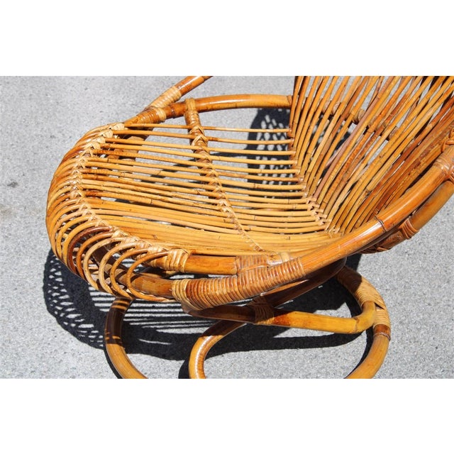 Mid-Century Modern Italian Bamboo Armchair by Tito Agnoli, 1950s For Sale - Image 3 of 11
