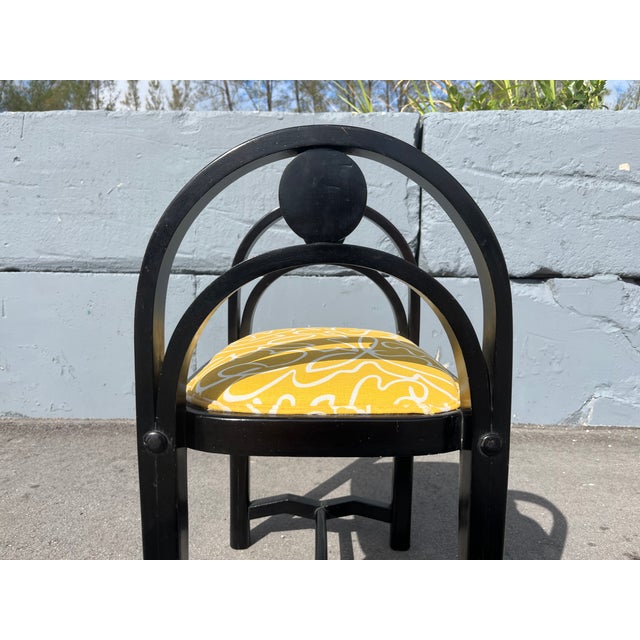 Wood 1930s Pair of Original Art Deco Stools, Ottoman, Wood, Black, Yellow For Sale - Image 7 of 16