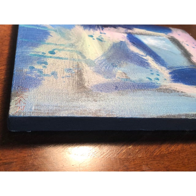 Contemporary Small Abstract Painting by Cassandra Auker. Acrylic on Stretched Canvas “Energy and Matter” For Sale - Image 10 of 12