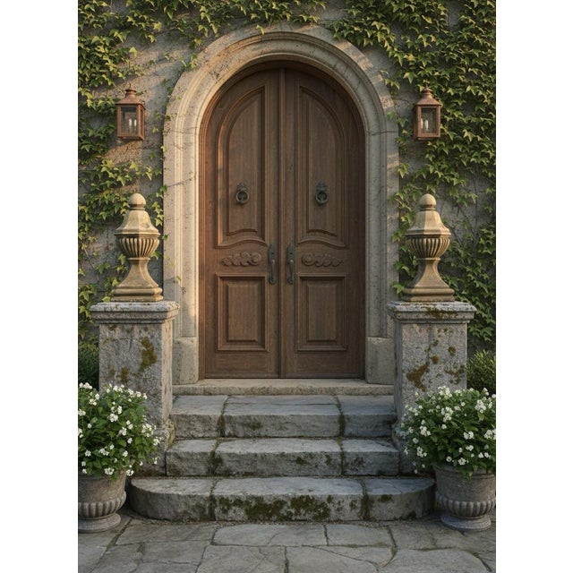 1980s Pair of Large Neoclassical Weathered Stone Finials For Sale - Image 5 of 7