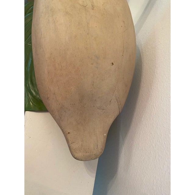 Late 20th Century Vintage Wood Carved Folk Art Rustic Goose Decoy For Sale - Image 5 of 12