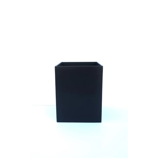 Black Wastebasket Trash Can With Faux Diamond Design For Sale - Image 9 of 10