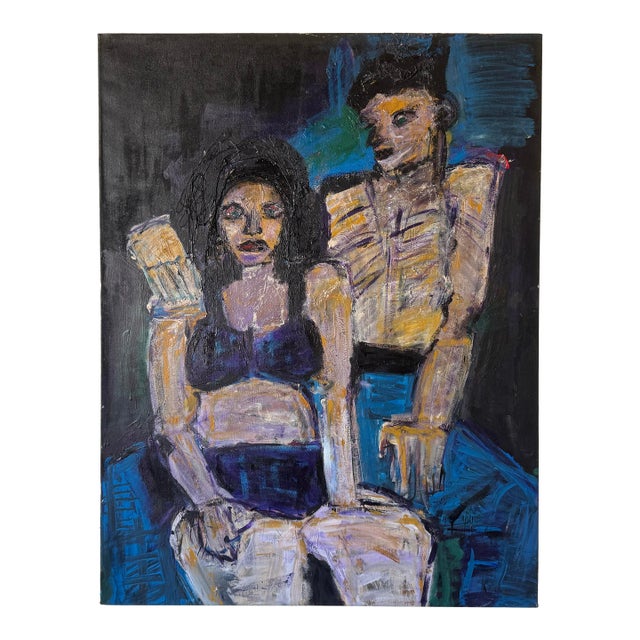 Large Vintage Helen Stein Impressionist Abstract Acrylic on Canvas Painting For Sale