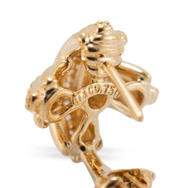 Metal Vintage Tiffany & Co. X 18k Yellow Gold 0.53ctw Diamond Clip on Earrings, Pair For Sale - Image 7 of 8