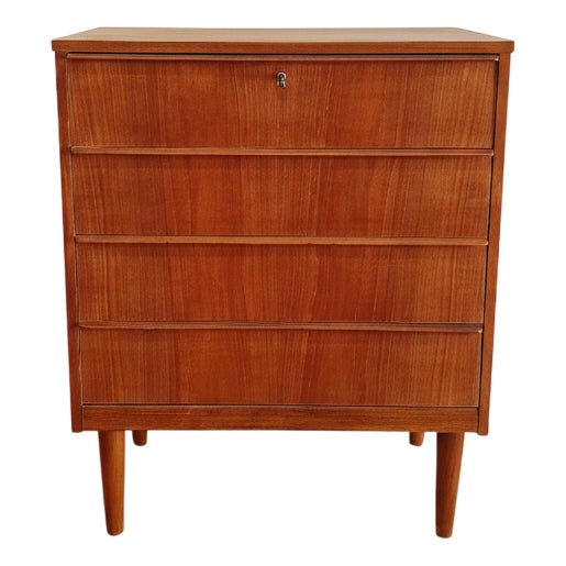 Vintage Danish Teak Chest of 4 Drawers, 1950s For Sale