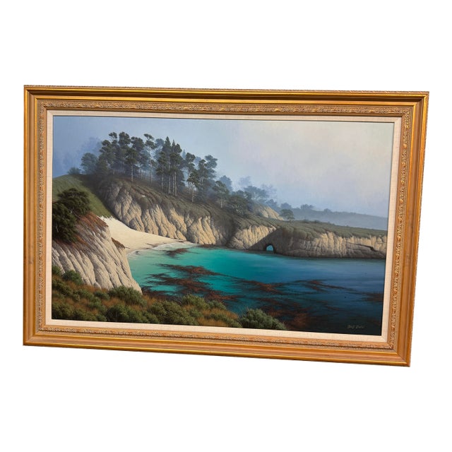 David Dalton Monterey Bay Cove Oil Painting, Signed For Sale