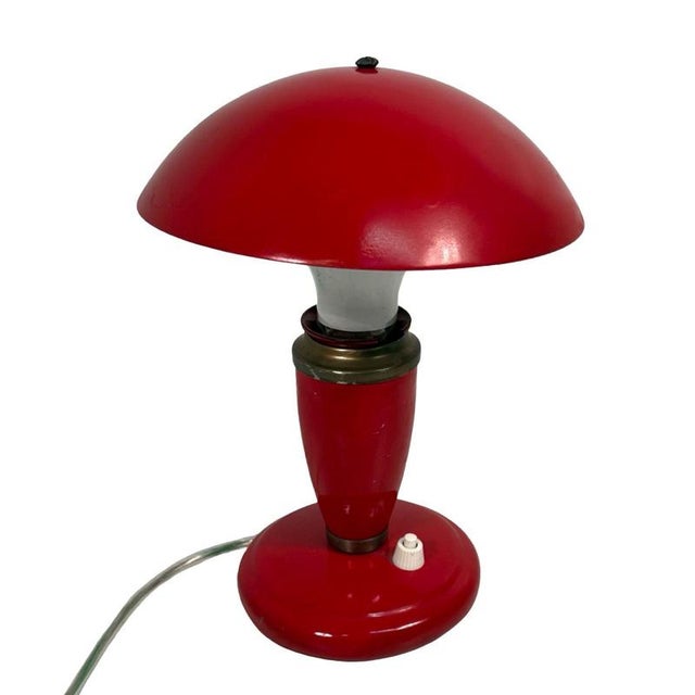 Mid-Century Modern Vintage Space Age Mushroom Lamp with Clamped on Shade, 1960s For Sale - Image 3 of 9