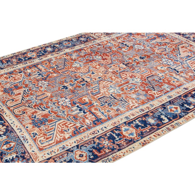 1930s Vintage Red Persian Heriz Wool Rug With Allover Design For Sale In New York - Image 6 of 7