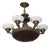 Antique Bronze and Alabaster Chandelier with Verdigris, 1910 For Sale