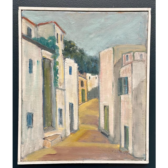 Mid-Century Modern Arne Schultzberg, Street Scene, 1950s, Oil Painting on Canvas, Framed For Sale - Image 3 of 15