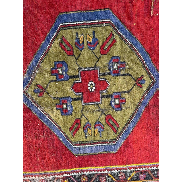 Blue Vintage Turkish Distressed Rug, 1930s For Sale - Image 8 of 18