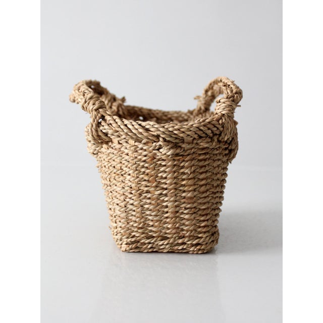 Vintage Woven Basket With Handles For Sale - Image 6 of 13