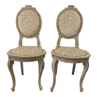 Antique French Country Petite Side Chairs - a Pair For Sale