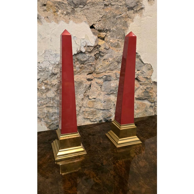 Red Resin Obelisks by Jacques Charpentier, 1990s, Set of 2 For Sale - Image 3 of 8