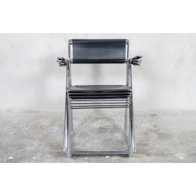 1970s X Line Black Dining Chairs by Niels Jørgen Haugesen for Hybodan, Set of 4 For Sale - Image 5 of 8