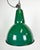Industrial Green Enamel Factory Lamp with Cast Iron Top, 1960s For Sale - Image 4 of 17
