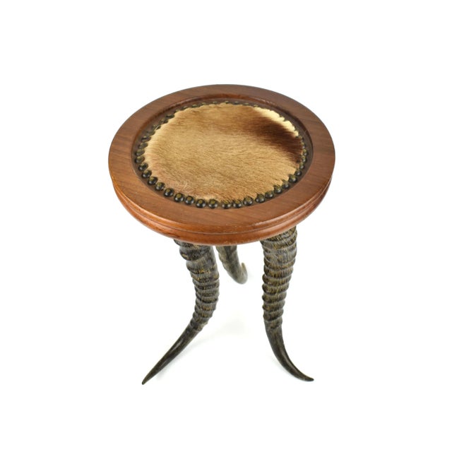 Art Deco Mid 20th Century Antelope Horns Tripod Pedestal Display Stand For Sale - Image 3 of 11