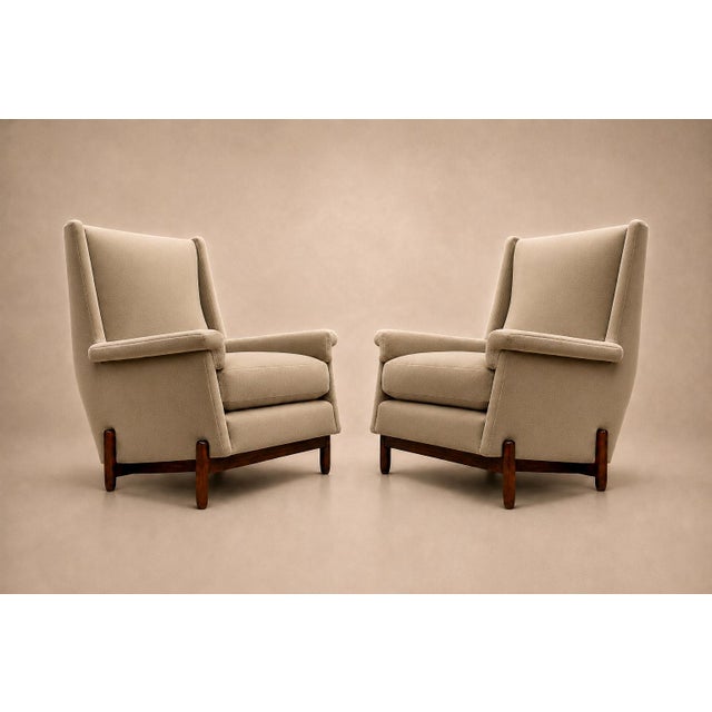 Jorge Jabour Pair of Club Armchairs in Brazilian Rosewood and Sage Mohair, Brazil, 1960s For Sale - Image 13 of 18