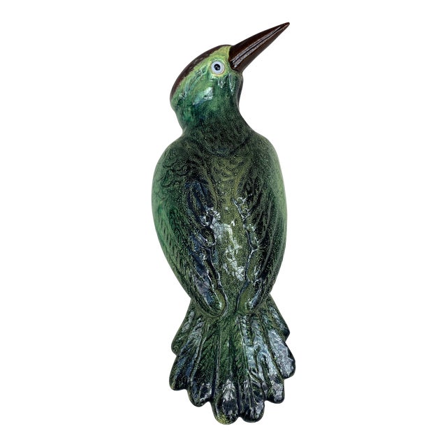 Terracotta Majolica Bird Woodpecker Bavent Normandy For Sale