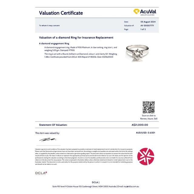 Silver Bespoke Platinum Diamond Engagement Ring 1.48ct For Sale - Image 8 of 9