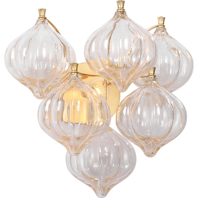 Julie Neill for Visual Comfort Signature Caselli 15" Sconce in Gild with Gold Fleck Glass For Sale In Houston - Image 6 of 11