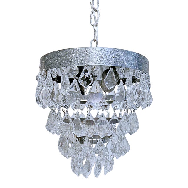 Mid 20th Century Italian Silver Upside Down Layered Cake Chandelier For Sale