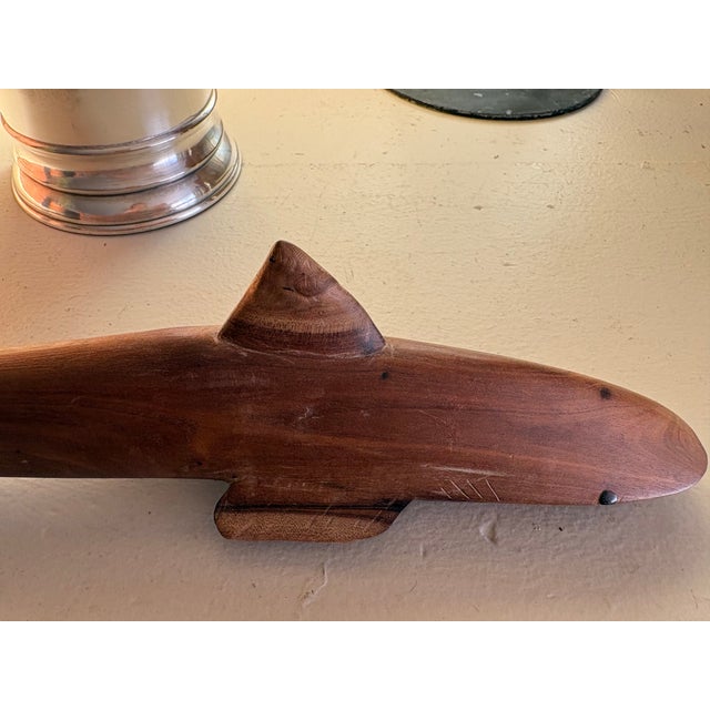 Vintage Hand-Carved Wood Shark Folk Art Sculpture For Sale In Seattle - Image 6 of 16