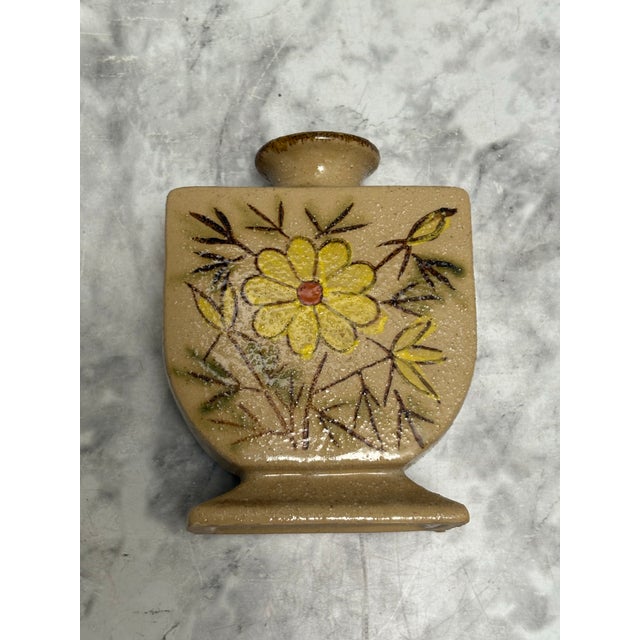 Cabin Vintage 1970s Petite Stoneware Ceramic Floral Vase For Sale - Image 3 of 7