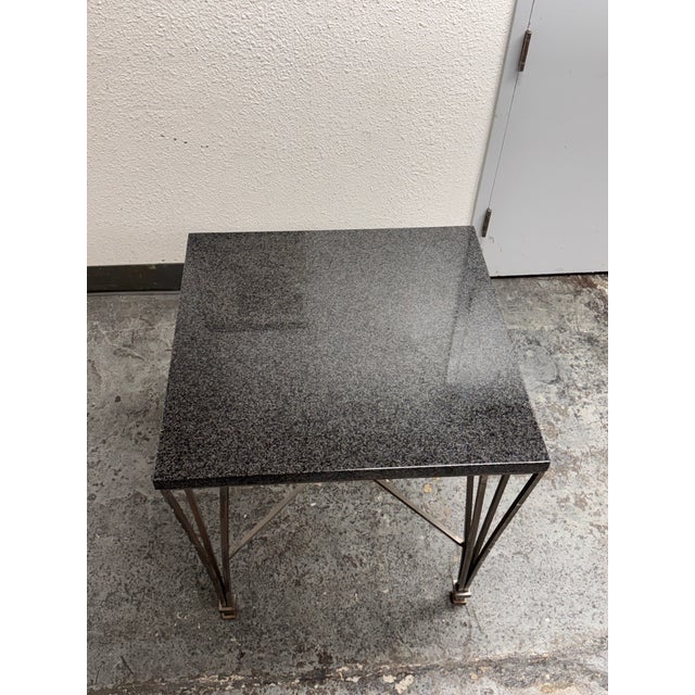 Metal Post Modern Granite + Steel Table For Sale - Image 7 of 12