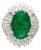 5.51 Carat Cabochon Cut Emerald & Diamond Platinum Ballerina Ring, Size 5 For Sale