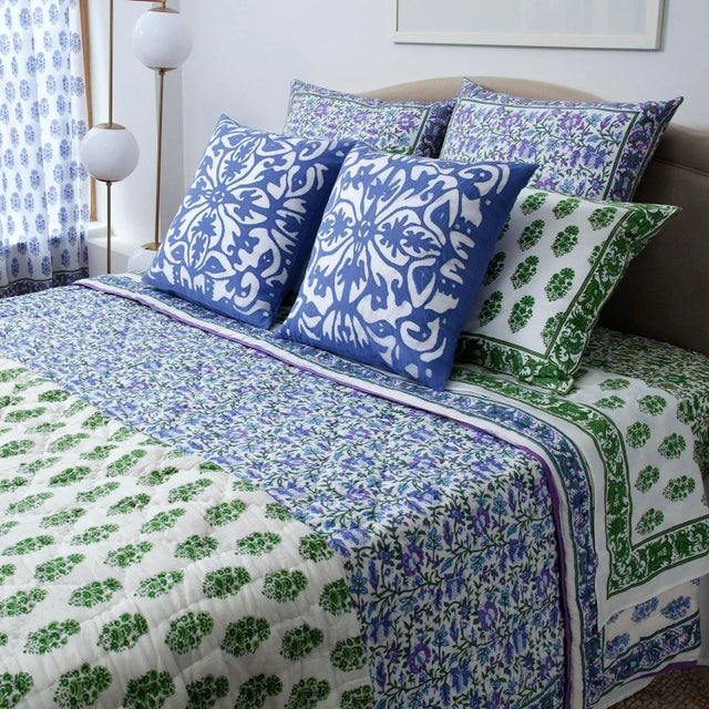 Not Yet Made - Made To Order Aria Twin-XL Bed Green Flat Sheet For Sale - Image 5 of 7