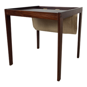 Danish Modern Rosewood Magazine Table With Canvas Sling