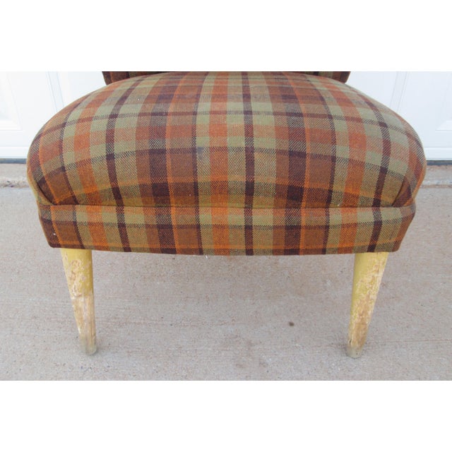 Cocktail Side Chair Mid Century Modern Plaid For Sale - Image 10 of 13