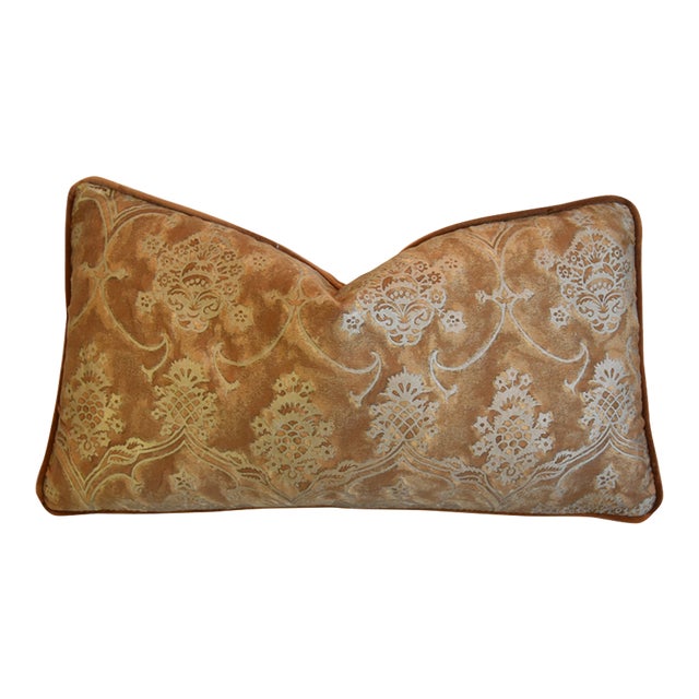 Italian Designer Mariano Fortuny Veronese Floral Feather/Down Pillow 25" X 13" For Sale