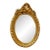 Oval Wall Mirror With Floral Center Detail & Gold Leaf Frame For Sale