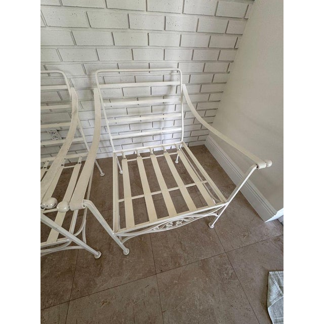 1970s Palm Beach Regency Wrought Iron Patio Arm Chairs - Set of 2 For Sale - Image 10 of 10