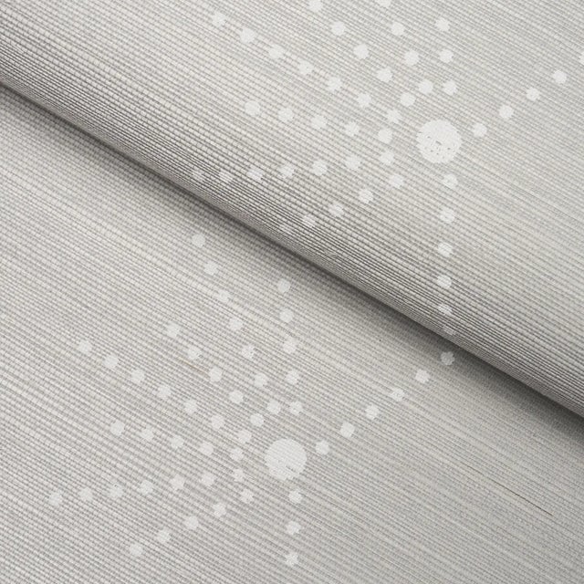 Schumacher SAMPLE - Schumacher Royère Stripe Sisal Wallpaper In Dove For Sale - Image 4 of 5