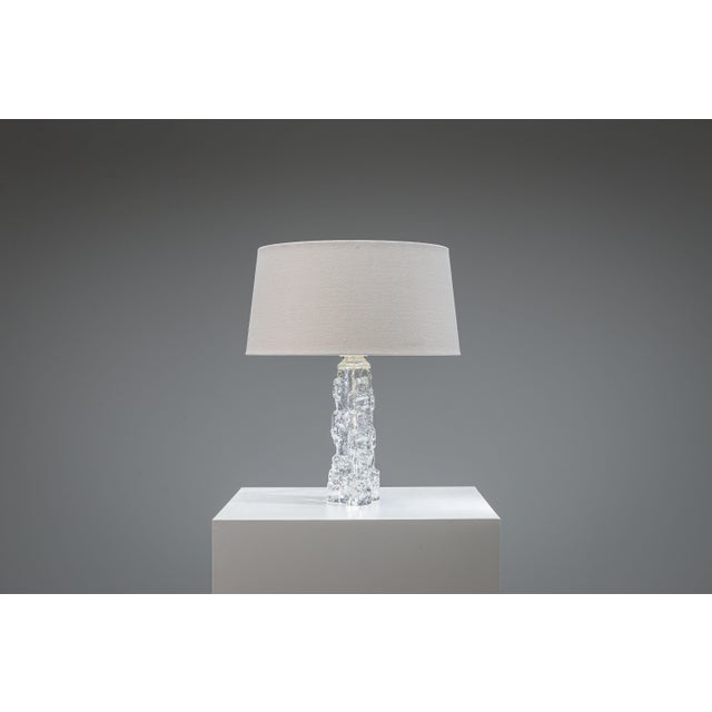 Swedish Glass Table Lamp from Reijmyre Glasbruk, 1970s, in Very Good conditions. Designed 1970 to 1979 I have official...