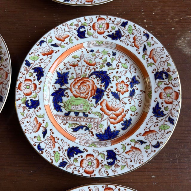 Set of 12 Vintage Imari Chinoiserie Luncheon Plates, Burleigh Ware, England, 9" For Sale - Image 18 of 18