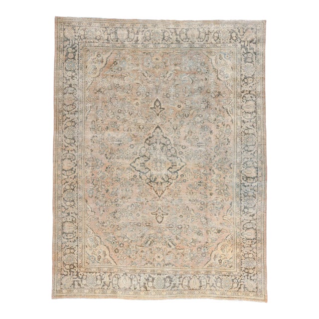 Early 20th Century Antique-Worn Persian Mahal Rug - 08'10 X 11'07 For Sale