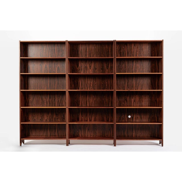Mid Century Rosewood Bookcase, Scandinavian Tall Display Shelf, 3 Avail For Sale - Image 15 of 15