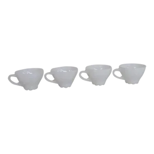Milk Glass White Swirl Design Set of Four Tea Coffee Cups