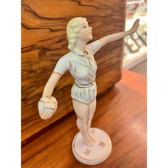 Art Deco Porcelain Girl with Ball Figurine from Neuendorf, 1930s For Sale - Image 4 of 9