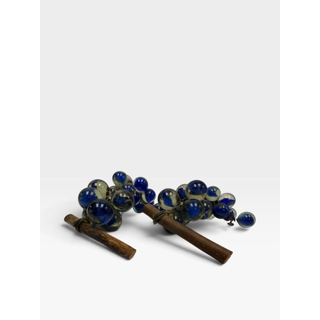 Vintage 1960s Mid-Century Blue Swirl Glass Marble Grape Clusters - A Pair For Sale In West Palm - Image 6 of 6