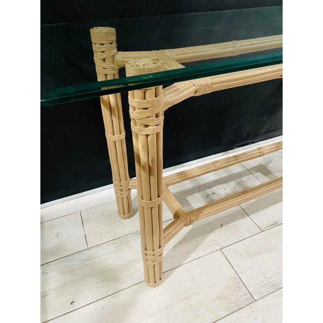 Wood McGuire Organic Modern Blonde Bamboo Rattan Console Table For Sale - Image 7 of 9